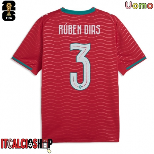 Portogallo Ruben Dias #3 Prima Maglia Mondiali 2026 Manica Corta